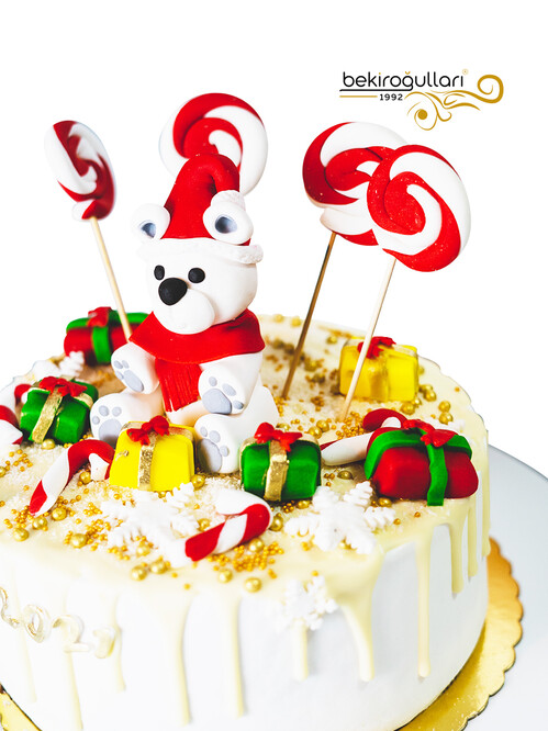 Ayıcık Model Yılbaşı Konseptli Doğum Günü Pastası