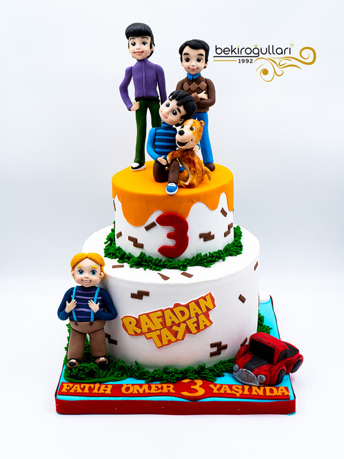 Çizgi Film Karakterleri İki Katlı Konsept Pasta