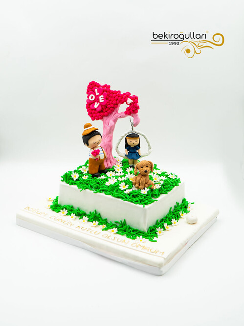 Figür ve Papatya Konsept Pasta