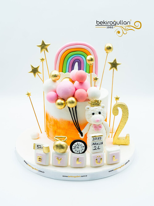 Gökkuşağı ve Balonlar Konsept Pasta