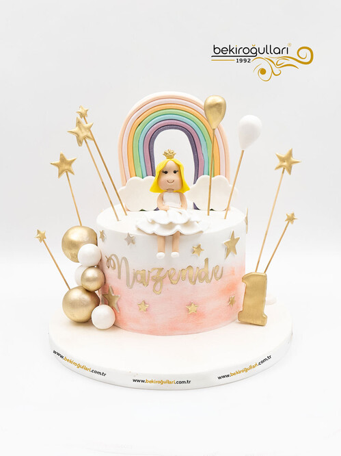 Gökkuşağı ve Kız Çocuk Figür Pasta
