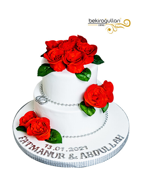 Kırmızı Gül Detaylı Model Konsept Doğum Günü Pastası