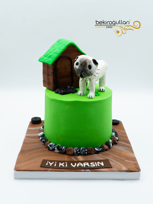 Köpek ve Ev Temalı Konsept Pasta