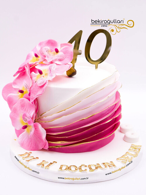 Orkide Çiçekli Konsept Pasta
