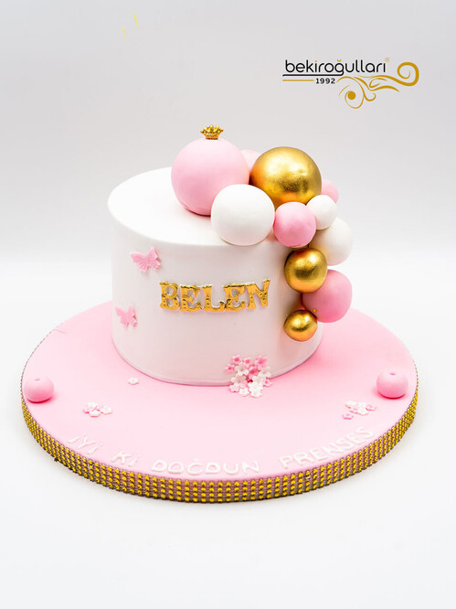Pembe Temalı Balonlu Konsept Pasta
