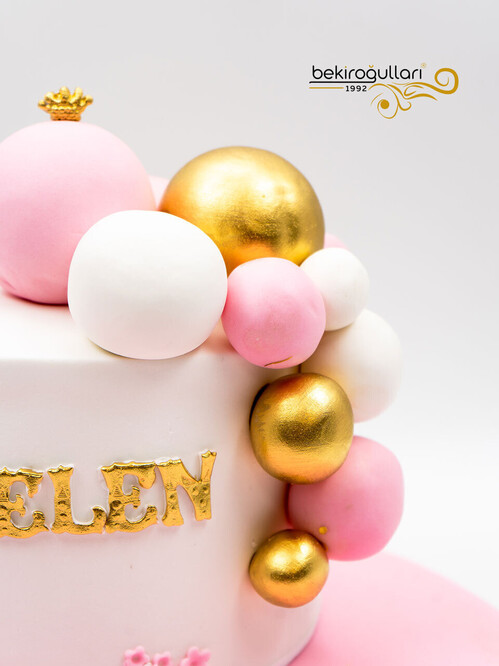 Pembe Temalı Balonlu Konsept Pasta