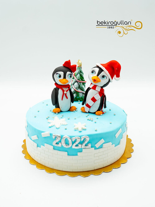 Penguen Yılbaşı Pasta