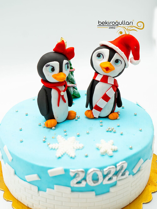 Penguen Yılbaşı Pasta