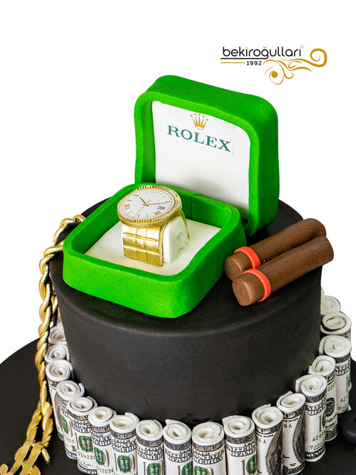 Rolex ve Dolar Model Konsept Doğum Günü Pastası