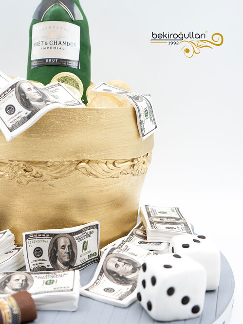 Şampanya ve Buz kovası Konsept Pasta