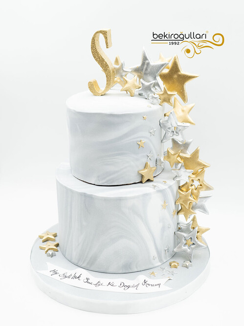 Yıldız Detaylı Nişan Konsept Pasta