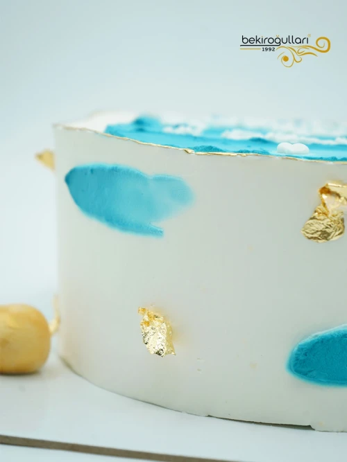 Beyaz ve Mavi Naked Cake