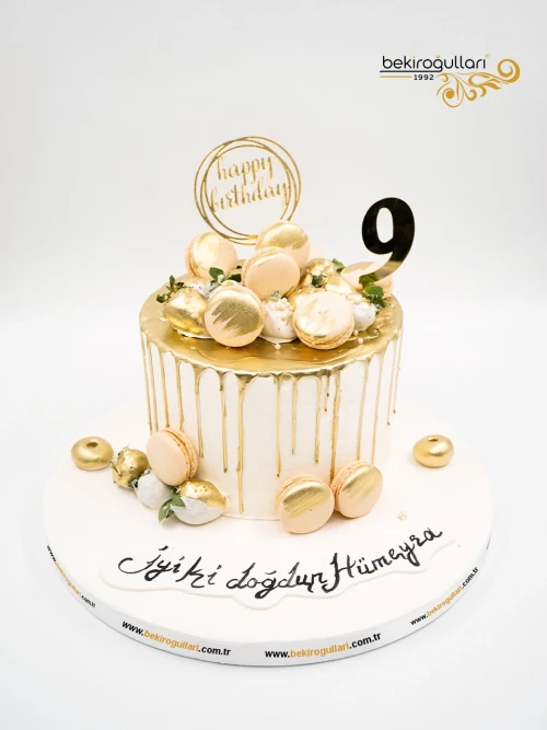 Gold Ve Macaron Tasarım Butik Pasta