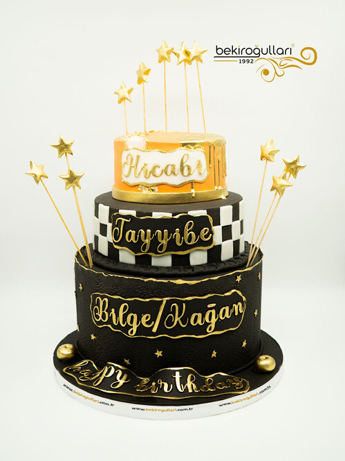 Gold Yıldız Detaylı Pasta