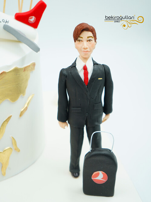 Hostes ve Pilot Temalı Butik Pasta