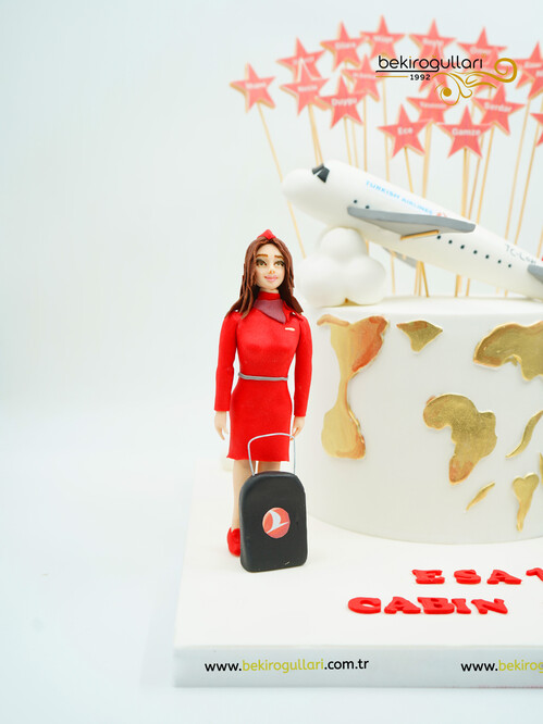 Hostes ve Pilot Temalı Butik Pasta