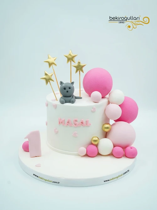 Kedi ve Balon Konsept Pasta