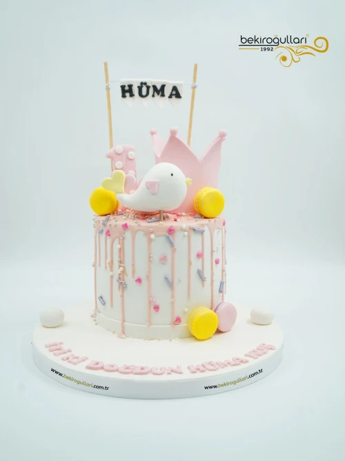 Kuş ve Makaron Detaylı Pasta