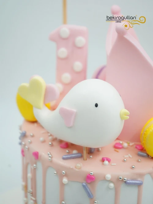 Kuş ve Makaron Detaylı Pasta