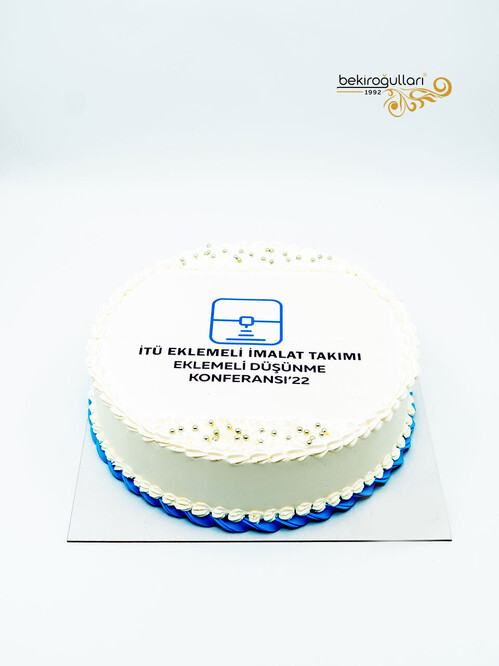 Okul Logolu Yuvarlak Resimli Pasta