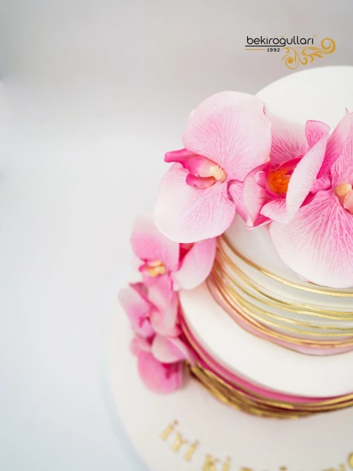 Pembe Orkide Detay Tasarım Pasta