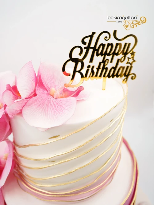 Pembe Orkide Detay Tasarım Pasta