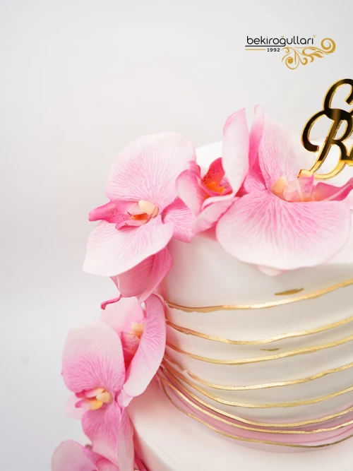 Pembe Orkide Detay Tasarım Pasta