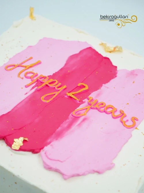 Pembe Süslemeli Kare Naked Cake