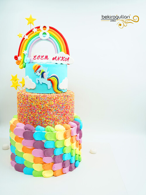 Renkli Pony Tasarım Pasta