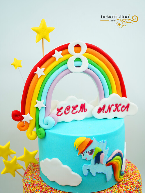 Renkli Pony Tasarım Pasta