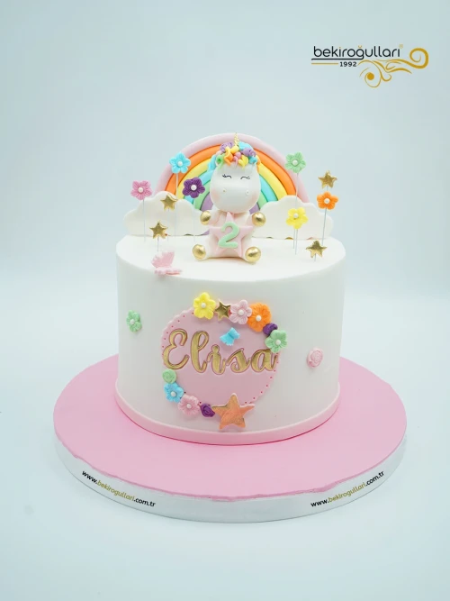 Unicorn Ve Gökkuşağı Butik Pasta