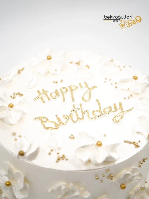 Beyaz Çiçek Gold Detay Naked Pasta