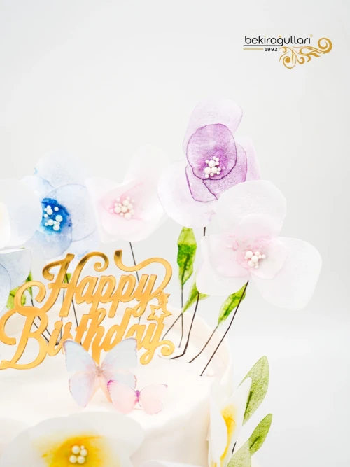 Çiçek Süslemeli Konsept Pasta