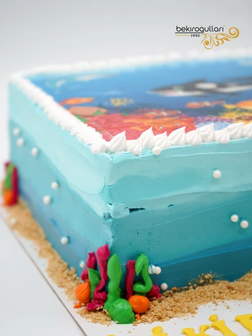 Deniz Canlıları Tasarım Resimli Pasta