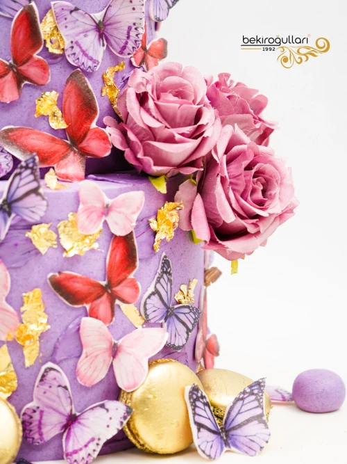Kelebek Ve Çiçek Detay Butik Pasta