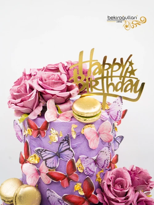 Kelebek Ve Çiçek Detay Butik Pasta