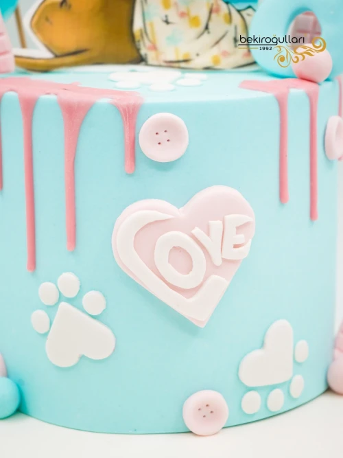 Kız Çocuk Ve Köpek Tasarım Pasta