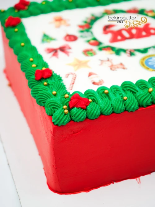 Marka Özel Yılbaşı Tasarım Resimli Pasta