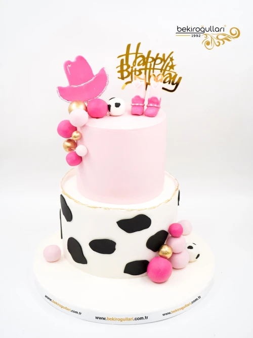 Pembe Kovboy Tasarım Pasta