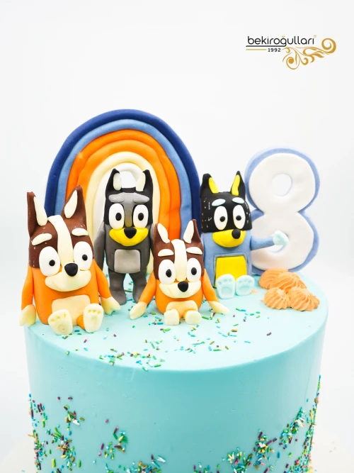 Sevimli Köpek Ailesi Tasarım Pasta