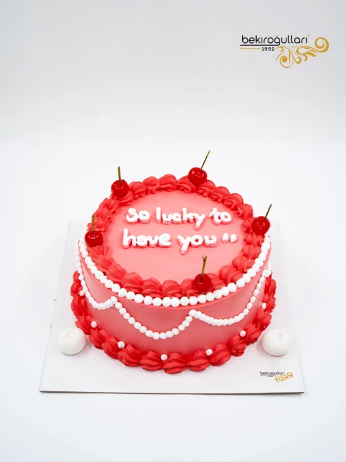 Vişne Detay Pembe Naked Cake