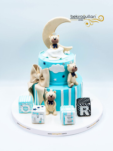 Ayıcık Figürlü İki Katlı Konsept Pasta
