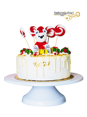 Ayıcık Model Yılbaşı Konseptli Doğum Günü Pastası