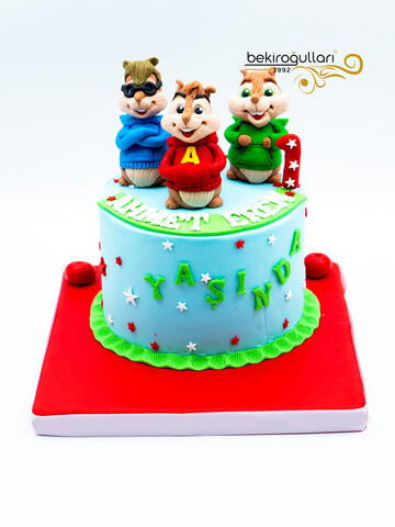 Çizgi Film Karakteri Sincaplı Konsept Pasta