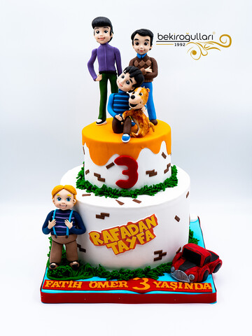 Çizgi Film Karakterleri İki Katlı Konsept Pasta