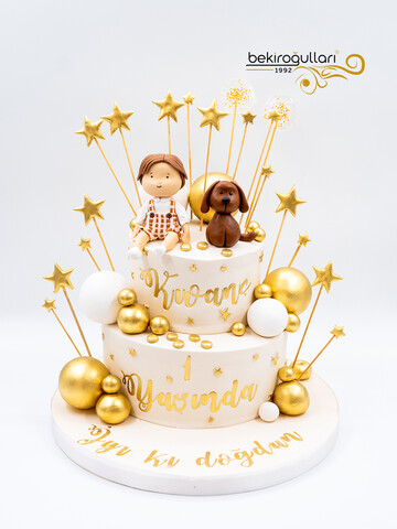 Erkek Çocuk ve Köpek Figür Konsept Pasta