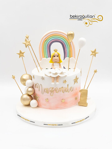 Gökkuşağı ve Kız Çocuk Figür Pasta