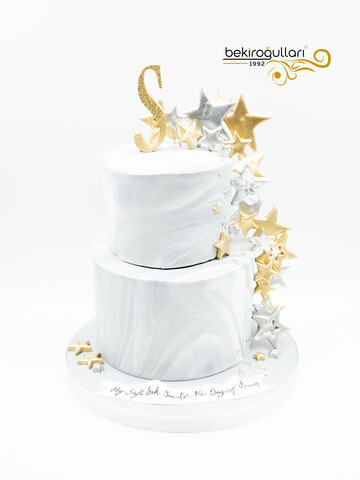 Mermer Desenli Yıldız Konsept Pasta