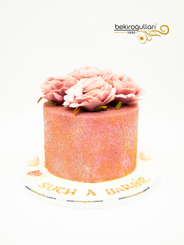 Pembe Çiçekli Butik Pasta