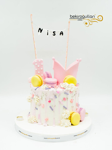 Pembe Süslemeli Butik Pasta